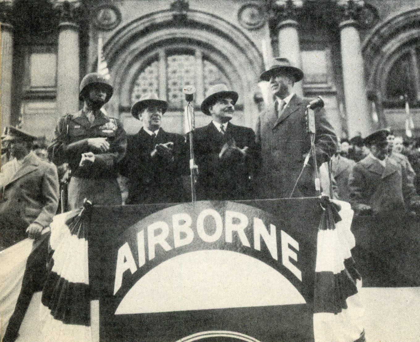 General Gavin, Mayor O'Dwyer, Gov. Dewey, Under Secretary of War Royall.